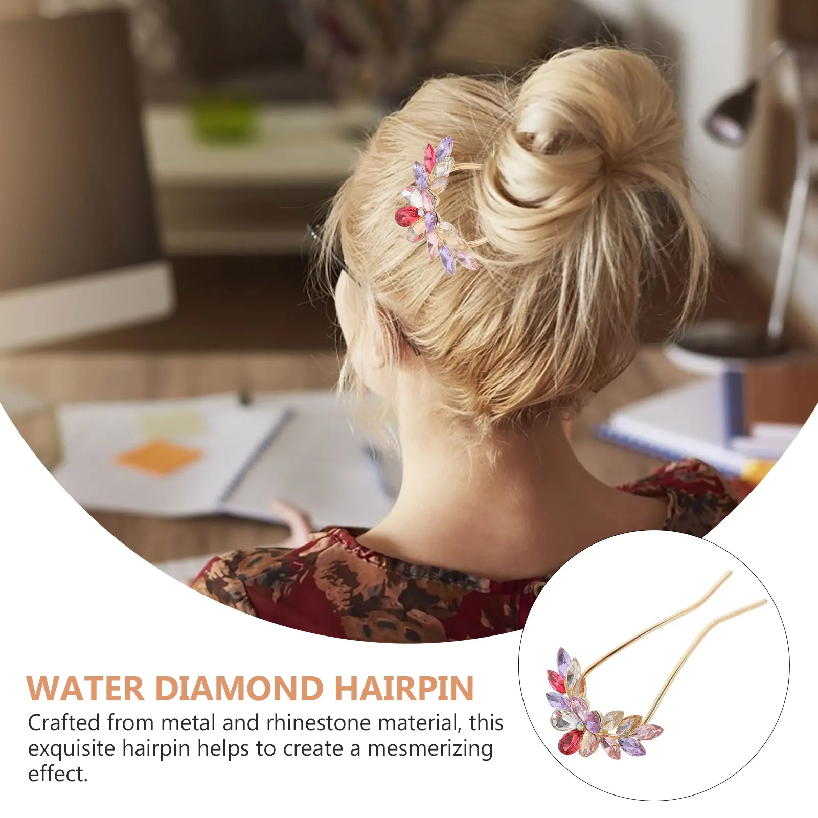 

Party Hairpin Bridal Accessories for Women French Decorative Colorful Rhinestones Wedding