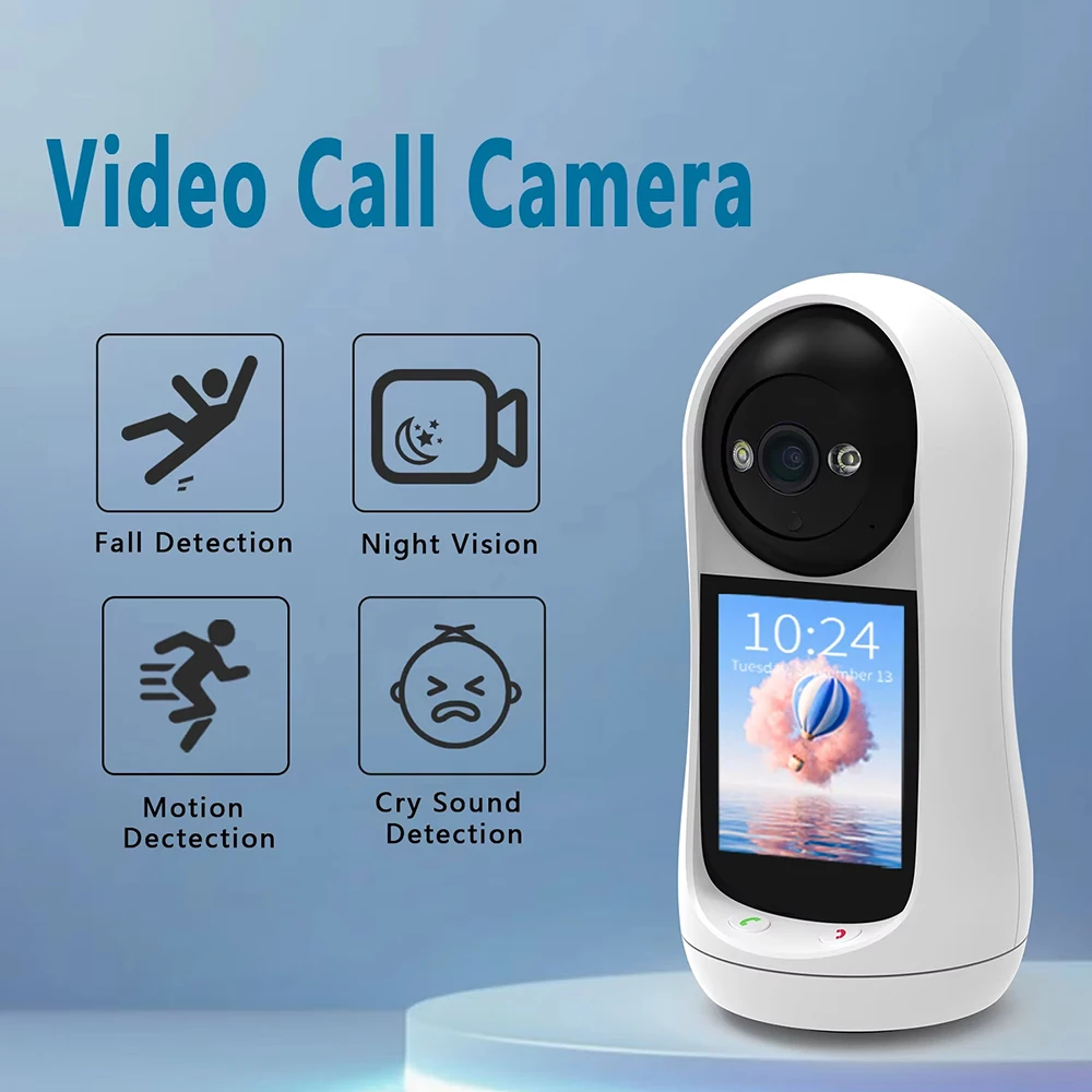 2K Home Baby Monitor with 2.8' IPS Screen PTZ WiFi Indoor 5MP Security Cam with Human Tracking Two-Way Audio Video Call ICsee
