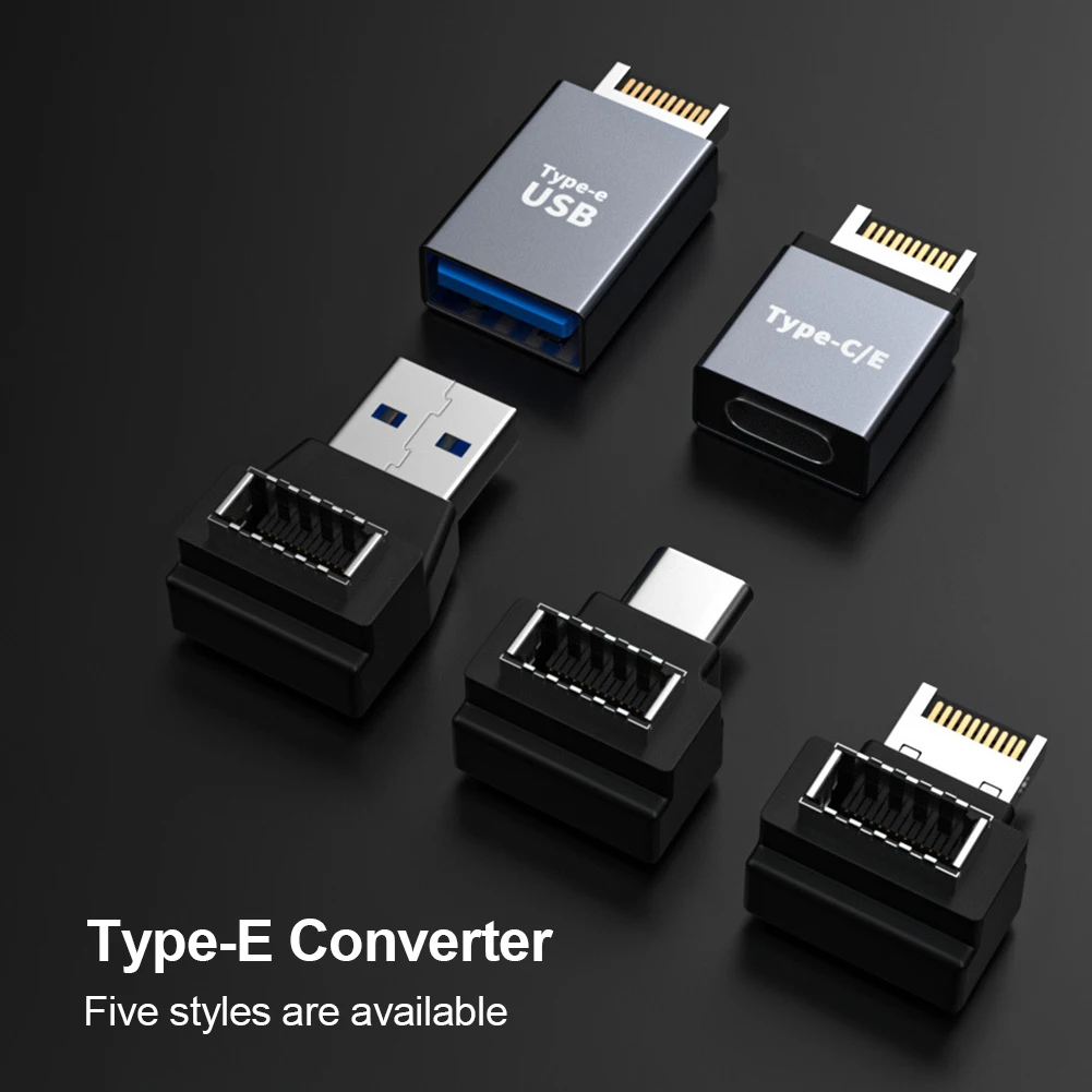 USB 3.1 Front Panel Header Motherboard Type E to Type C/USB Adapter 90 Degree USB C to USB 3.0 A Female Connector for Desktop