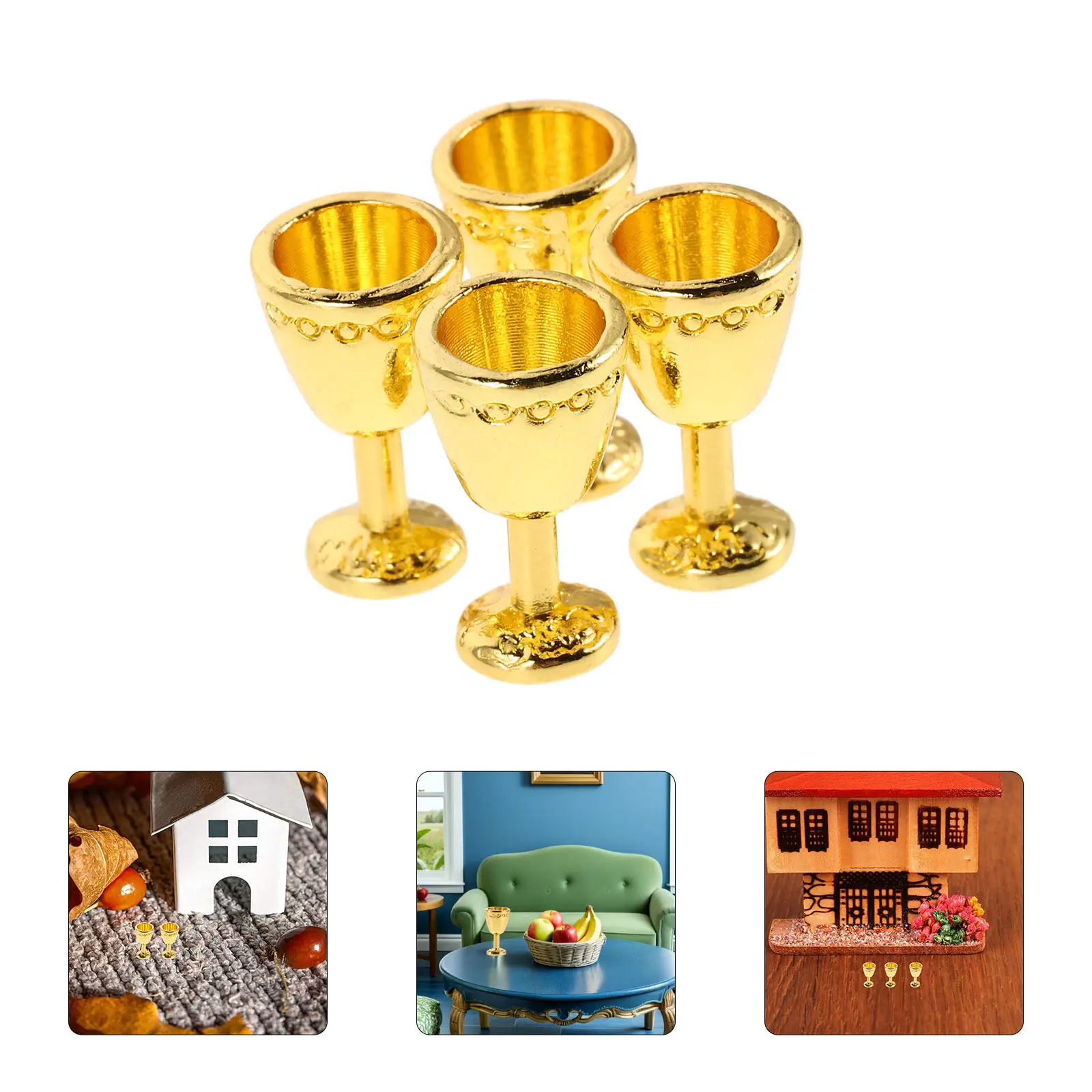 

Набор из 8 винтажных миниатюрных бокалов из сплава с тиснением, винные чашки для кукольного домика, миниатюрные стаканы для кухни кукольного домика, декор для вечеринок