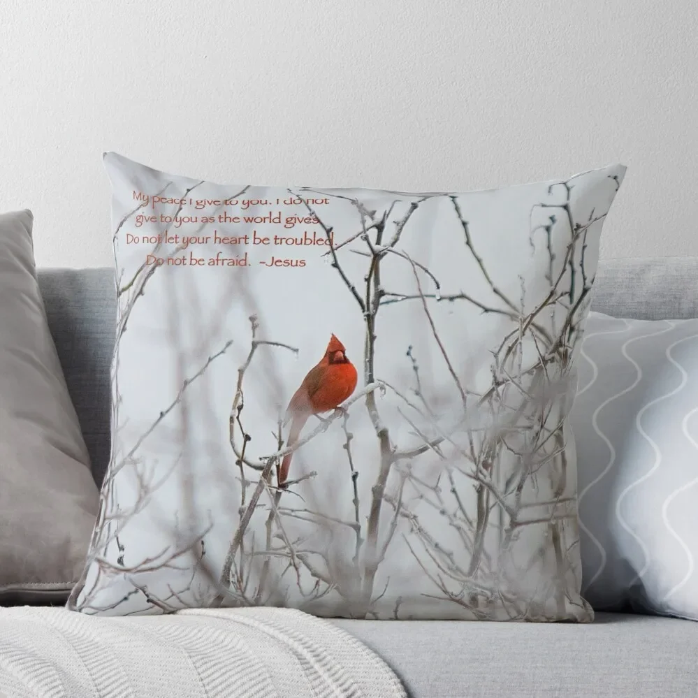 

Let not your heart be troubled - Winter Cardinal Throw Pillow home decor items Bed pillowcases