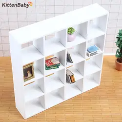 1:12 Doll House 16 Grids Display Cabinet Living Room Mini Furniture Window Showcase For DollHouse Decorative Accessories