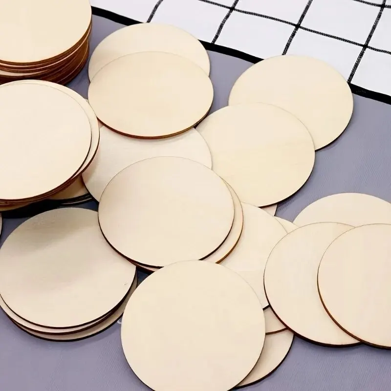 30pcs 4in/10cm Round Wood Discs For Crafts Wooden Cutout Tiles Wood Circles Round Slices, For Painting And Writing, Christmas De