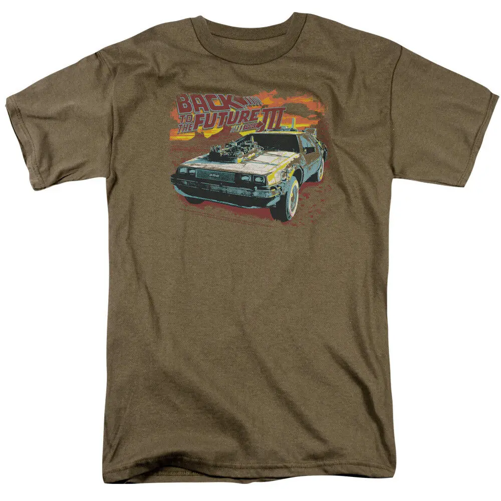 Back to the Future Wild West T Shirt Mens Licensed Retro Movie Safari Green