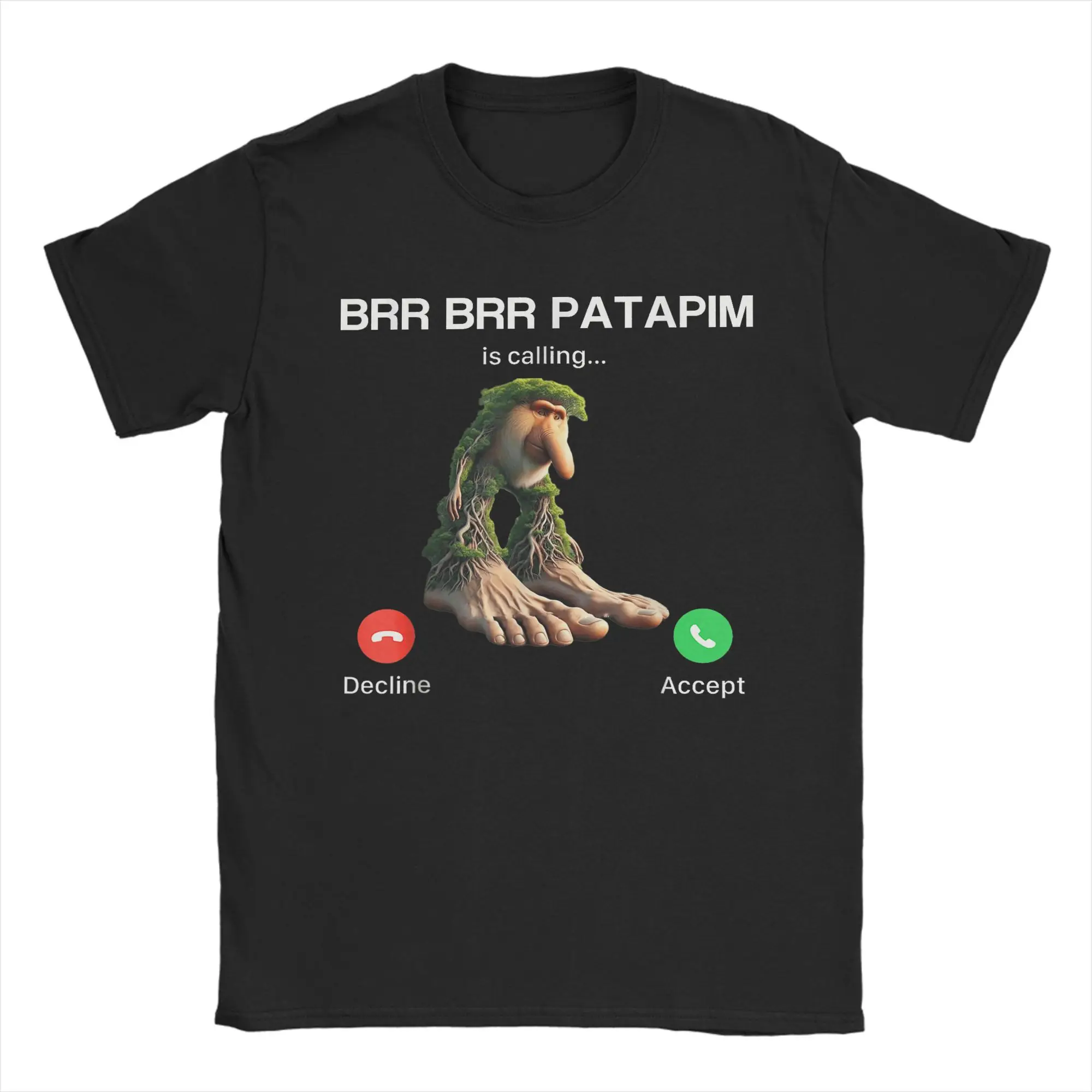 

Brr Brr Patapim is Calling Brainrot Italian Meme футболка летние модные футболки мужские хлопковые с круглым вырезом одежда больших размеров футболка