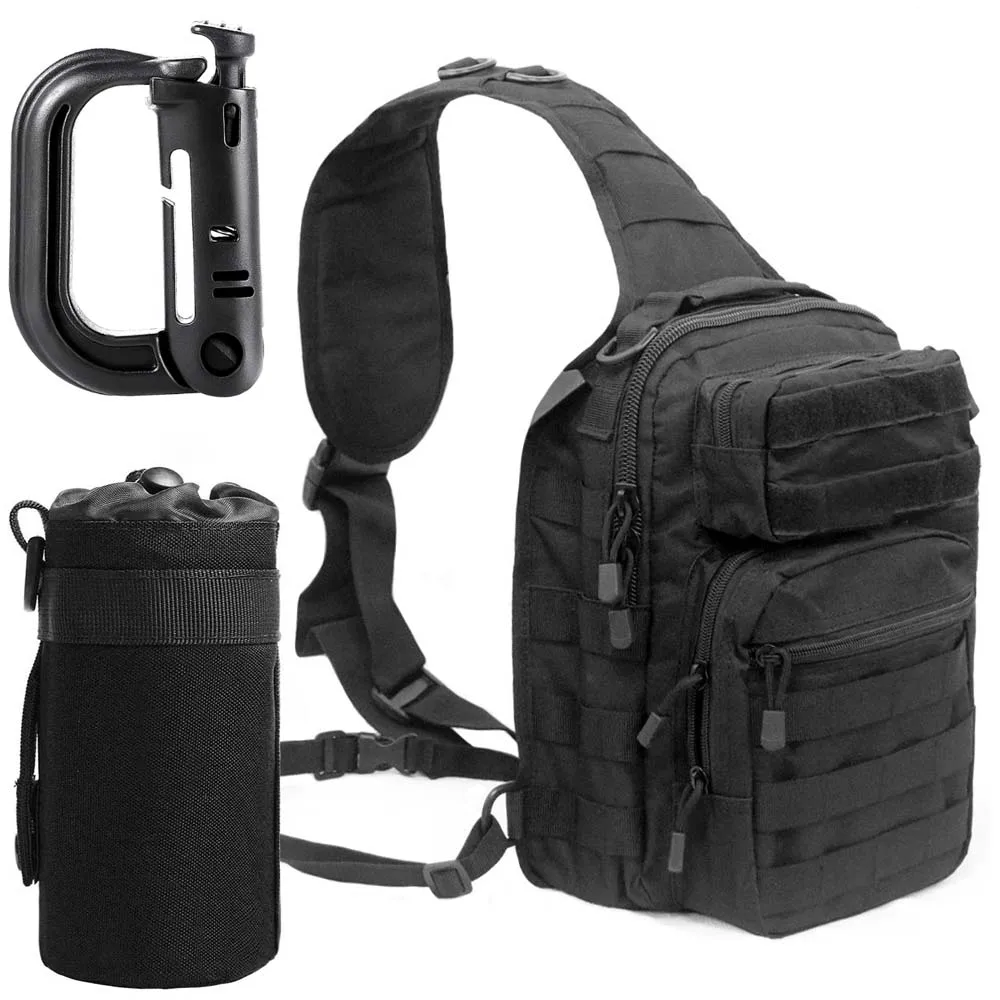 

Molle Tactical Chest Bag, Single Shoulder Crossbody Pack, Outdoor Cycling Hiking Backpack, Durable Tool Pouch, Water Bottle Hold