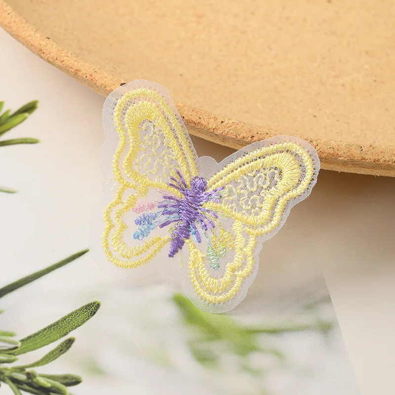 50/100 Stück handgefertigte doppellagige Netz-Schmetterlingsapplikationen für Kleidung, Nähzubehör, DIY-Haarspangen-Accessoires – Detail 2
