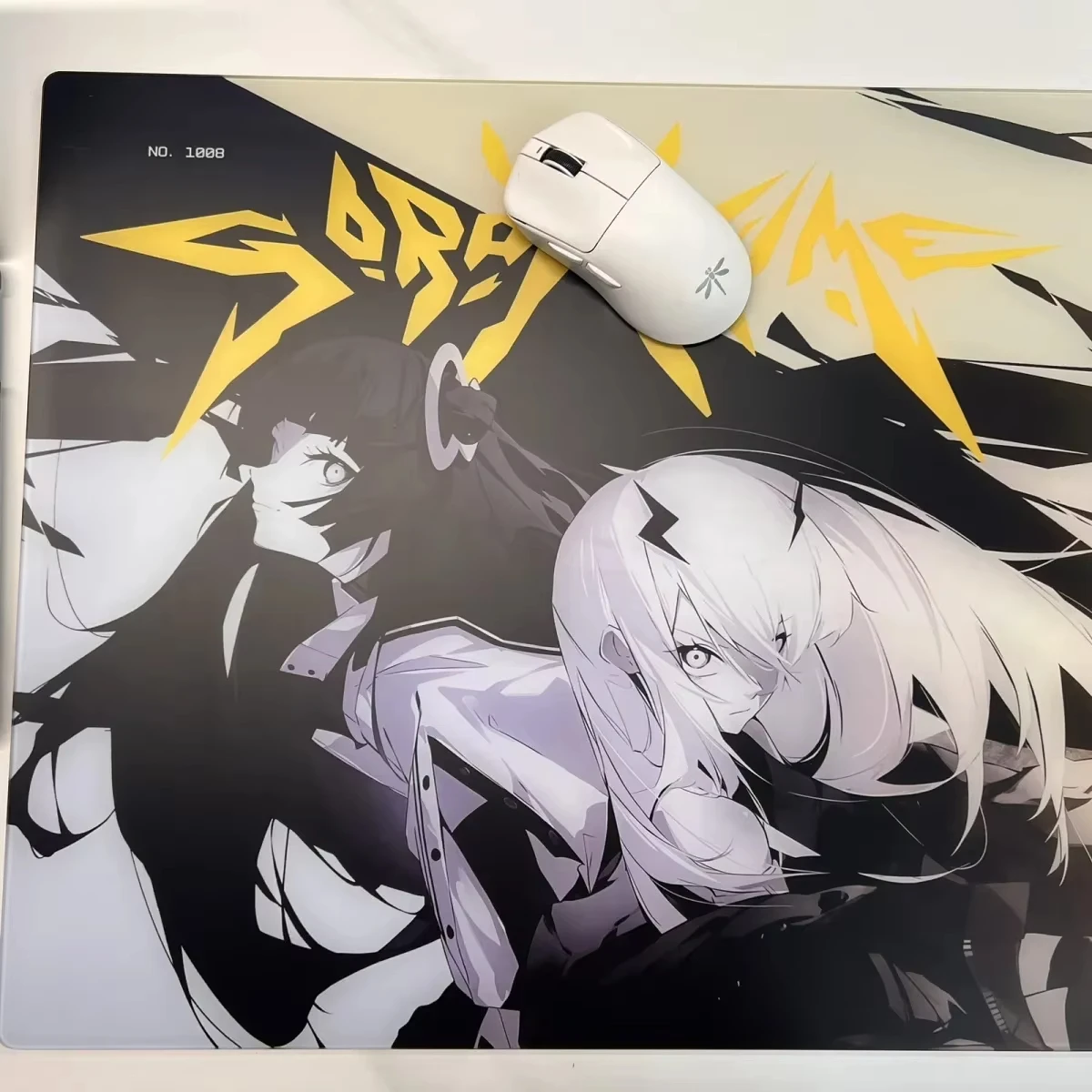 Glass Gaming Mouse Pad Black White Girl Sora Game Mouse Pad Customized Pattern Tempered Smooth Game Desk Mat Fps Esports Office