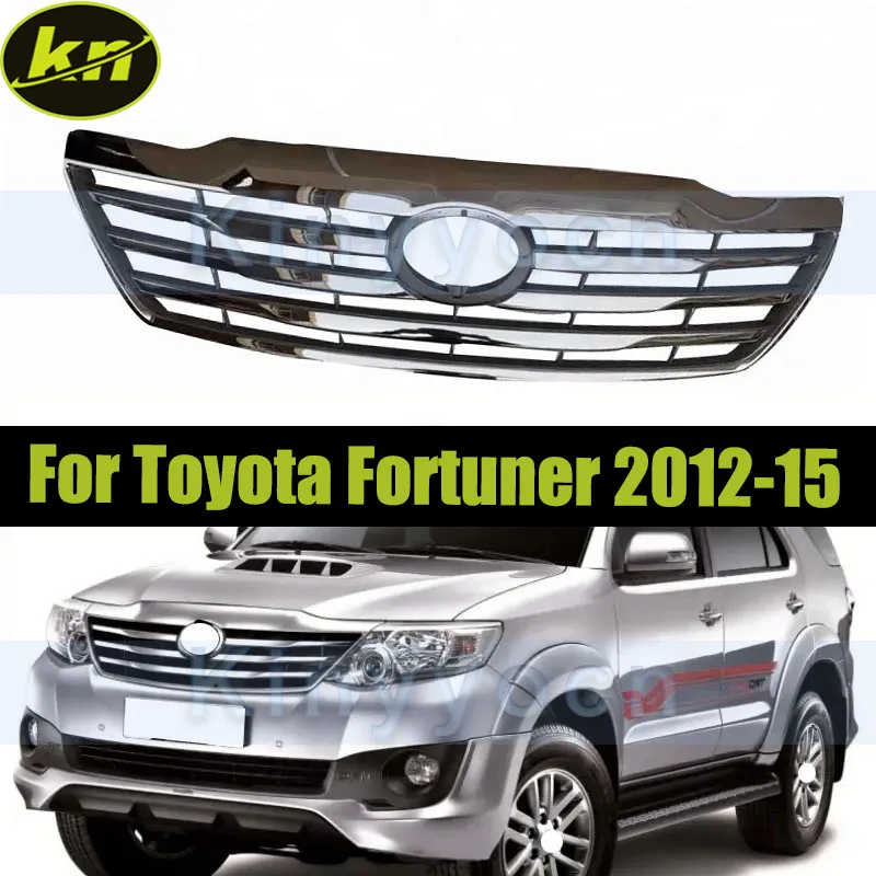 

Chrome Car Front Bumper Hood Grill Radiator Grille For Toyota Fortuner 2012 2013 2014 2015 Car Front Bumper Mesh Grille
