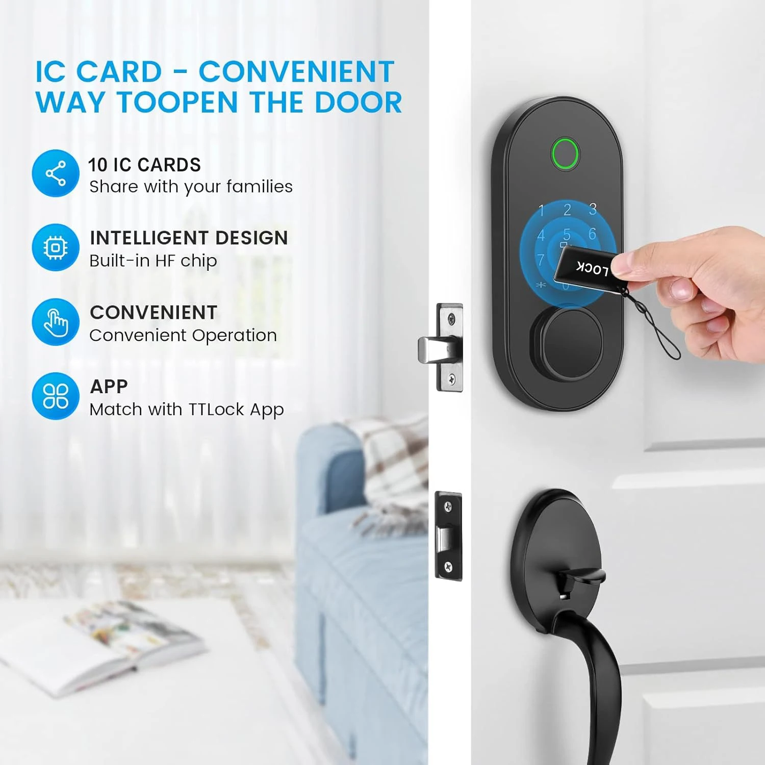 

CDOK 10pcs smart lock IC access card, easy to carry and easy to unlock