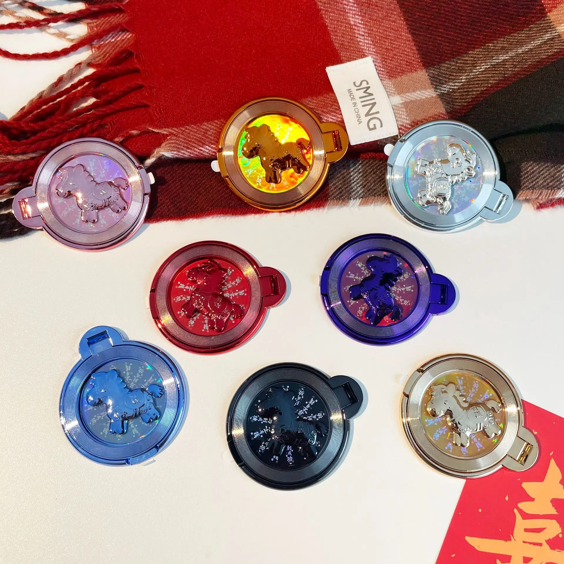 Chinese Fortune Horse Magnetic Phone Grip Holder Airbag Lazy Desktop Stand Support Finger Socket Bracket Universal for iPhone