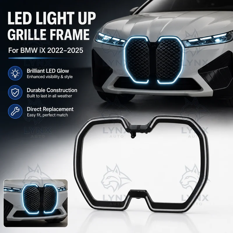 For BMW iX 2022 2023 2024 2025 Electric SUV Glowing LED Light Up Front Grille Outer Frame Replacement Aftermarket