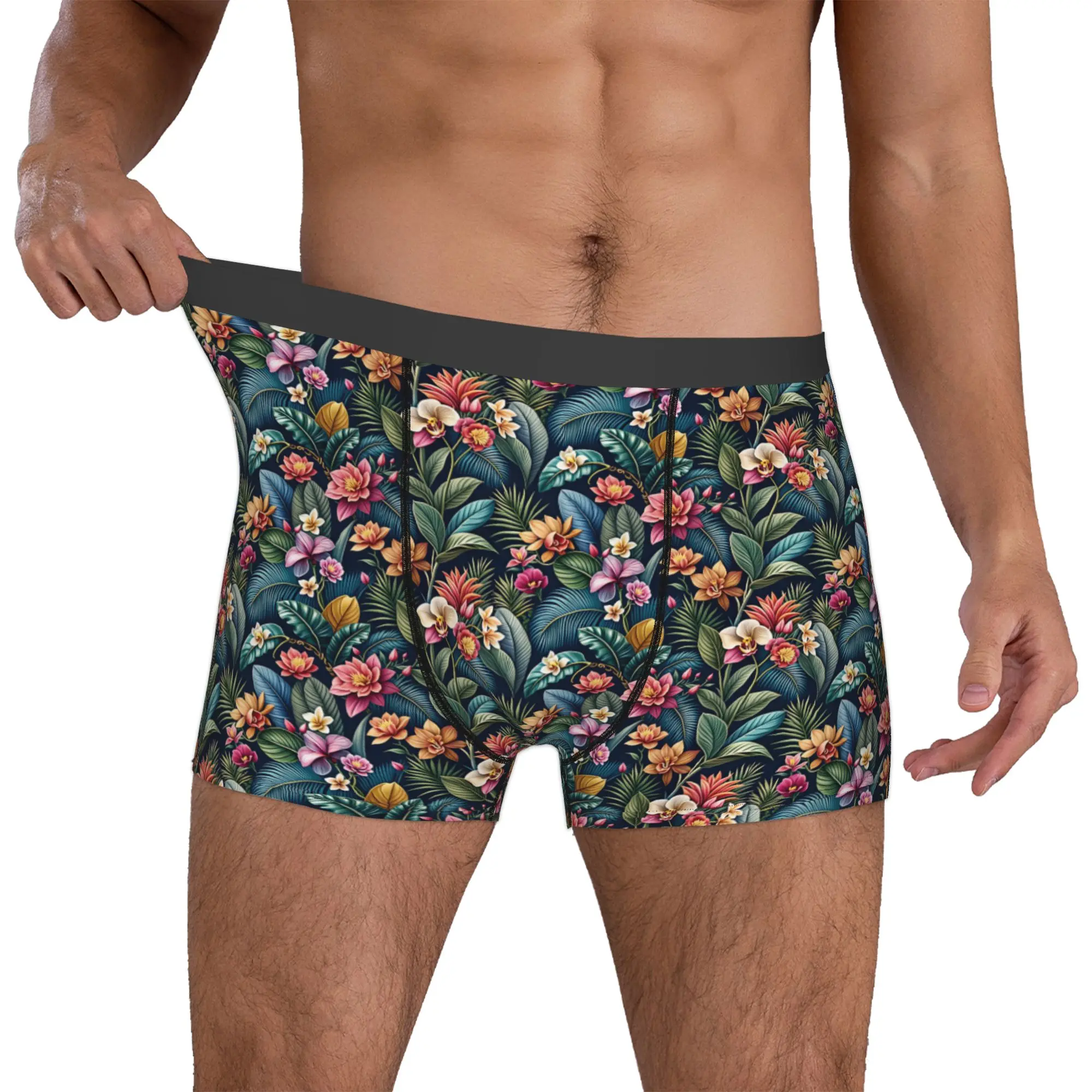 Fashion Trend 3D Flowers Underwear Male Print Luxury High 3D Floral Boxer Briefs Shorts Panties Soft Underpants