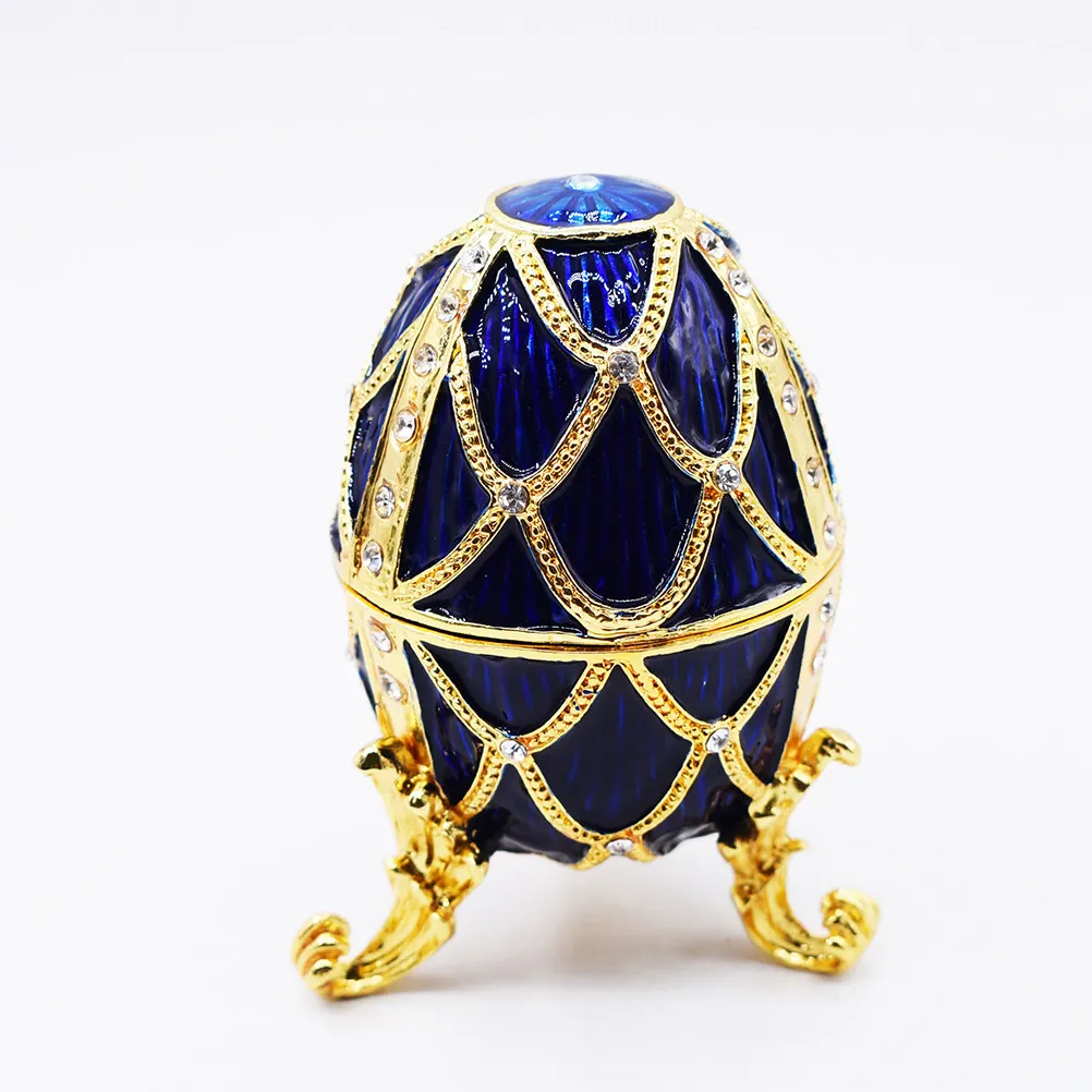 

1 шт. Премиум-контейнер для украшений в форме пасхального яйца со стразами, эмалированный, с золотым покрытием, креативный органайзер для хранения украшений для женщин и дома