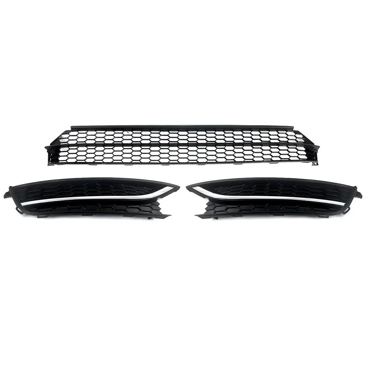 For 2012 2013 2014 2015 VW Passat Front Bumper Radiator Lower Grille & Fog Light Cover Set ABS Car Parts Replace