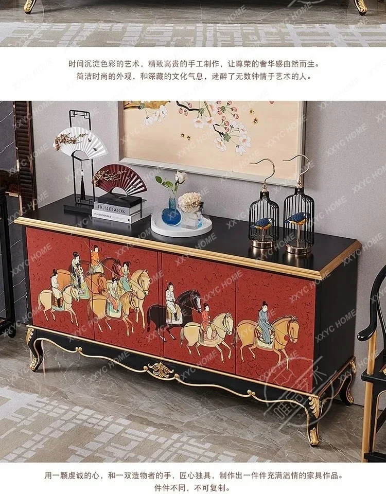 غرفة معيشة صينية حديثة، طاولة جانبية، تخزين أمريكي فرنسي، خزانة ديكور للمدخل #5