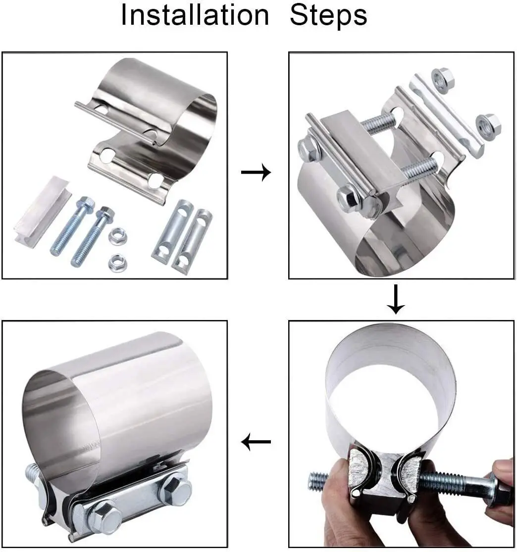 2 قطعة 4 بوصة بعقب مشترك الفرقة العادم المشبك كم المقرنة T304 الفولاذ المقاوم للصدأ