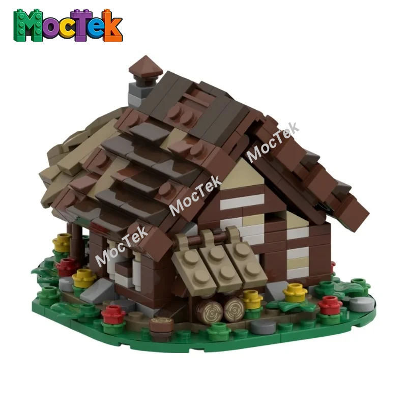 Mittelalterliche Werkstatt, Schmiede und Kräuterhütte, Vintage-Stadtmuster, Geschenk für Mittelalter-Diorama-Sammler