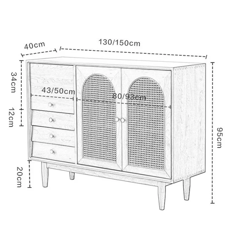 Armarios nórdicos de madera maciza para sala de estar, gabinete de almacenamiento de vestíbulo de tejido de ratán japonés, muebles simples modernos, Vitrina FYLC