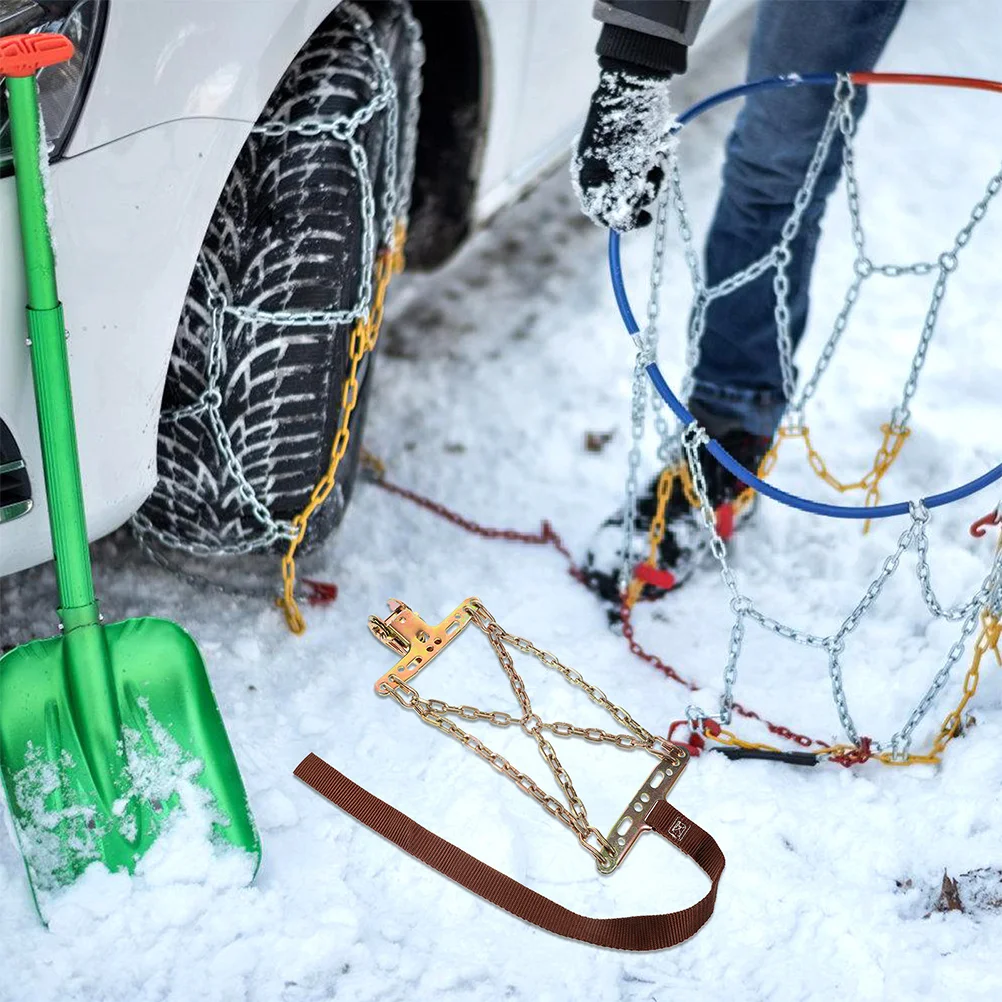 2Pcs Winter Tire Chains Snow Car Chain Heavy Duty Anti-Skid Traction Control All Weather Safe Driving Easy Fit for Trucks Suvs