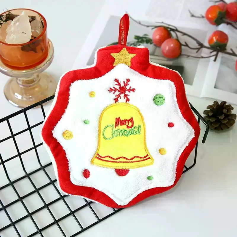 

Новое рождественское полотенце для рук, подвесное утолщенное полотенце из кораллового флиса, кухонное впитывающее быстросохнущее полотенце, мультяшное полотенце для рук