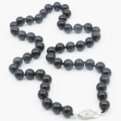 8 10 12mm Round Black Agate Onyx Necklace Beads Neckwear Natural Stone Fish Buckle 18inch Hand Made DIY Jewelry Making Design