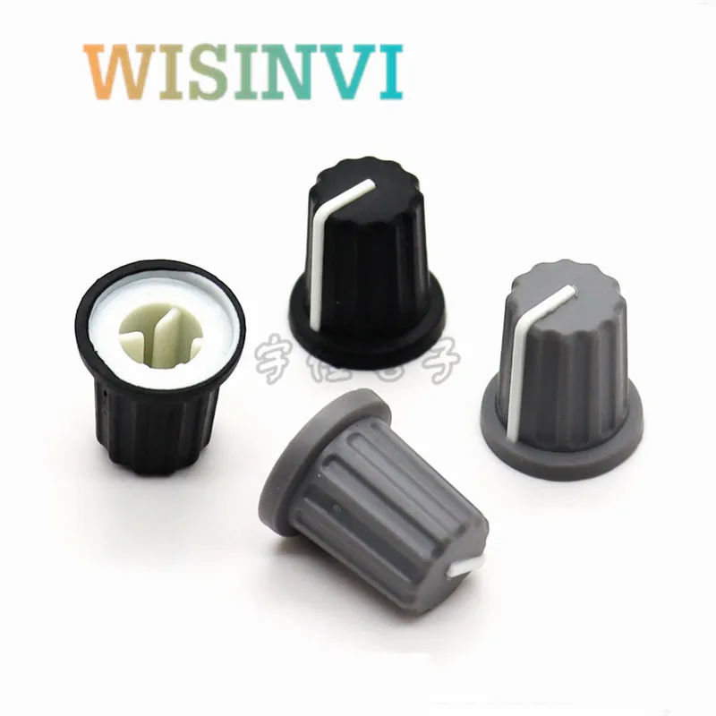 10PCS 16×18mmSoft Rubber Half Shaft Knob Diameter 16mm Height 18mm Potentiometer Encoder Knob 270 Degree D-Shaped Inner Hole 6mm
