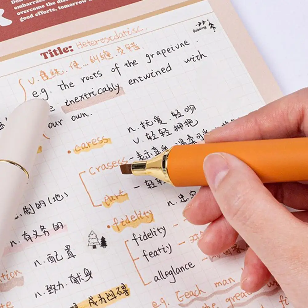 학생 아티스트용 속건성 하이라이터 펜 세트, 진동 하이라이터, 잉크 얼룩 방지 마커, 부드러운 치즐