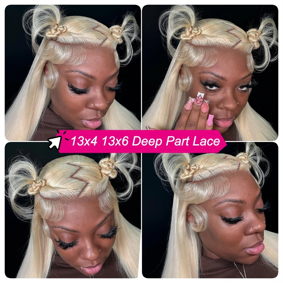 613 Honey Blonde Straight Human Hair Lace Frontal Wig, 13x6 13x4, Pre-Plucked, Brazilian