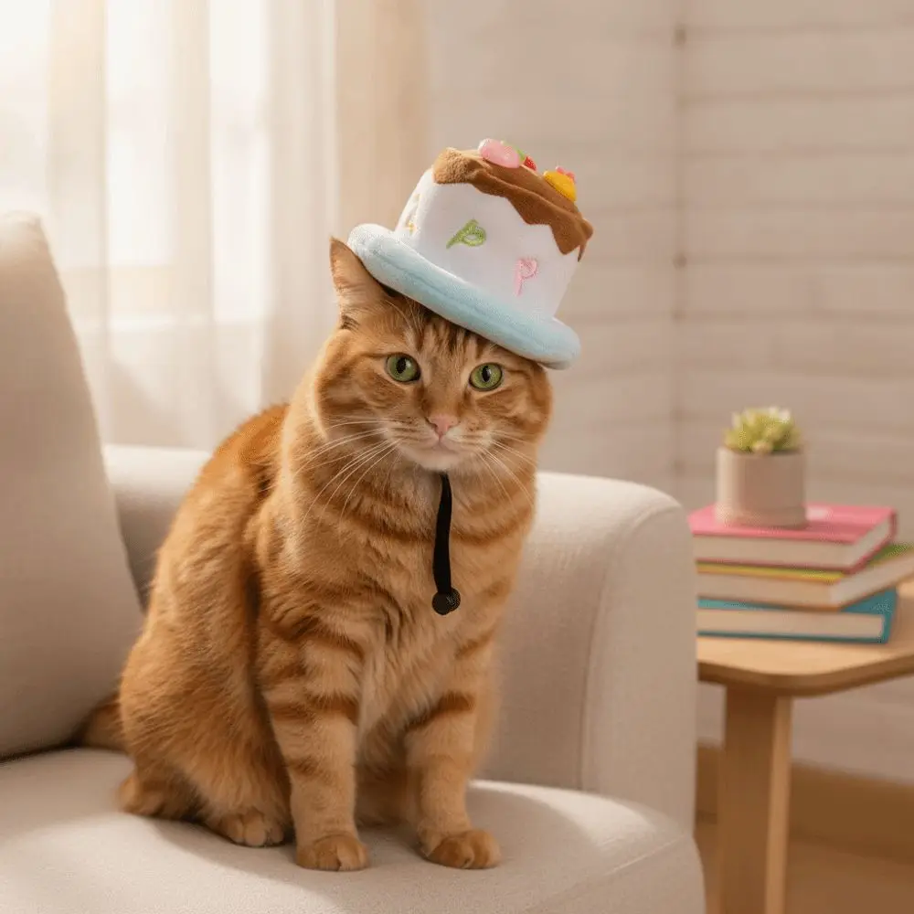 Pet Headwear Adjustable Simulated Cake Dog Hat Soft Colorful Dog Party Hat Breathable Cat Hat Pet Party