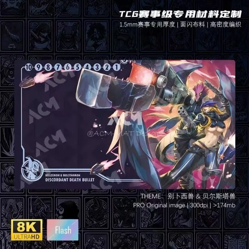 

Игровой коврик Digimon DIY Beelzebub Beelstarmon DTCG для одиночной игры, 600x350 мм, 1.5 мм, без швов, резиновый, для настольных игр, подарок