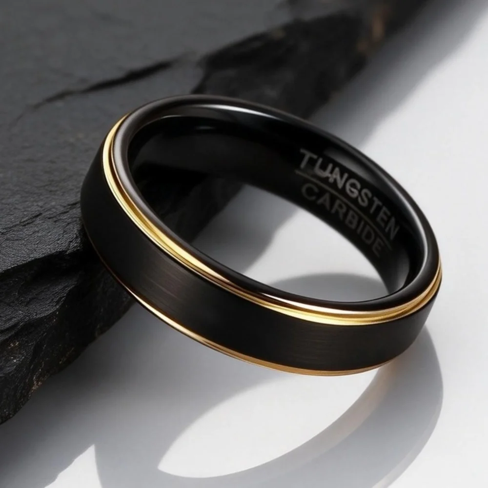 5mm Tungsten Carbide Ring for Men,Brushed Beveled Edge Scratch Resistant Couple Wedding Ring,Unisex Minimalist Jewelry Gift