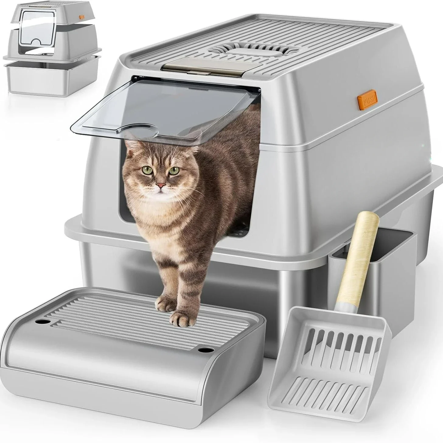 

Customizable Removable Box for Big/Multiple Cats, High Sides Kitty Litter Pan
