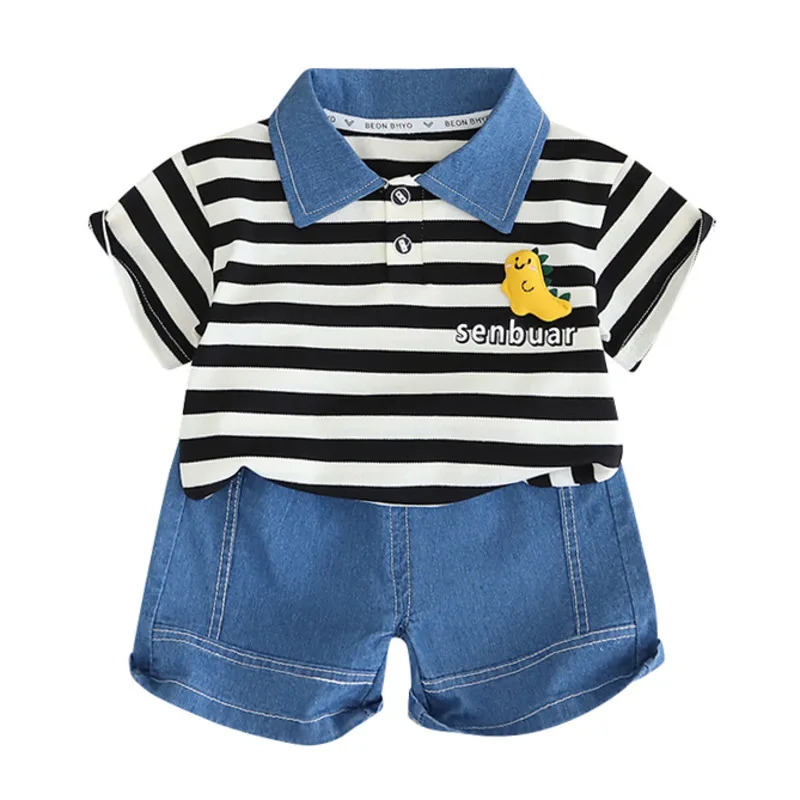 New Summer Baby Clothes Suit Children Boys Casual Striped T-Shirt Shorts 2Pcs/Set Infant Clothing Toddler Costume Kids Tracksuit