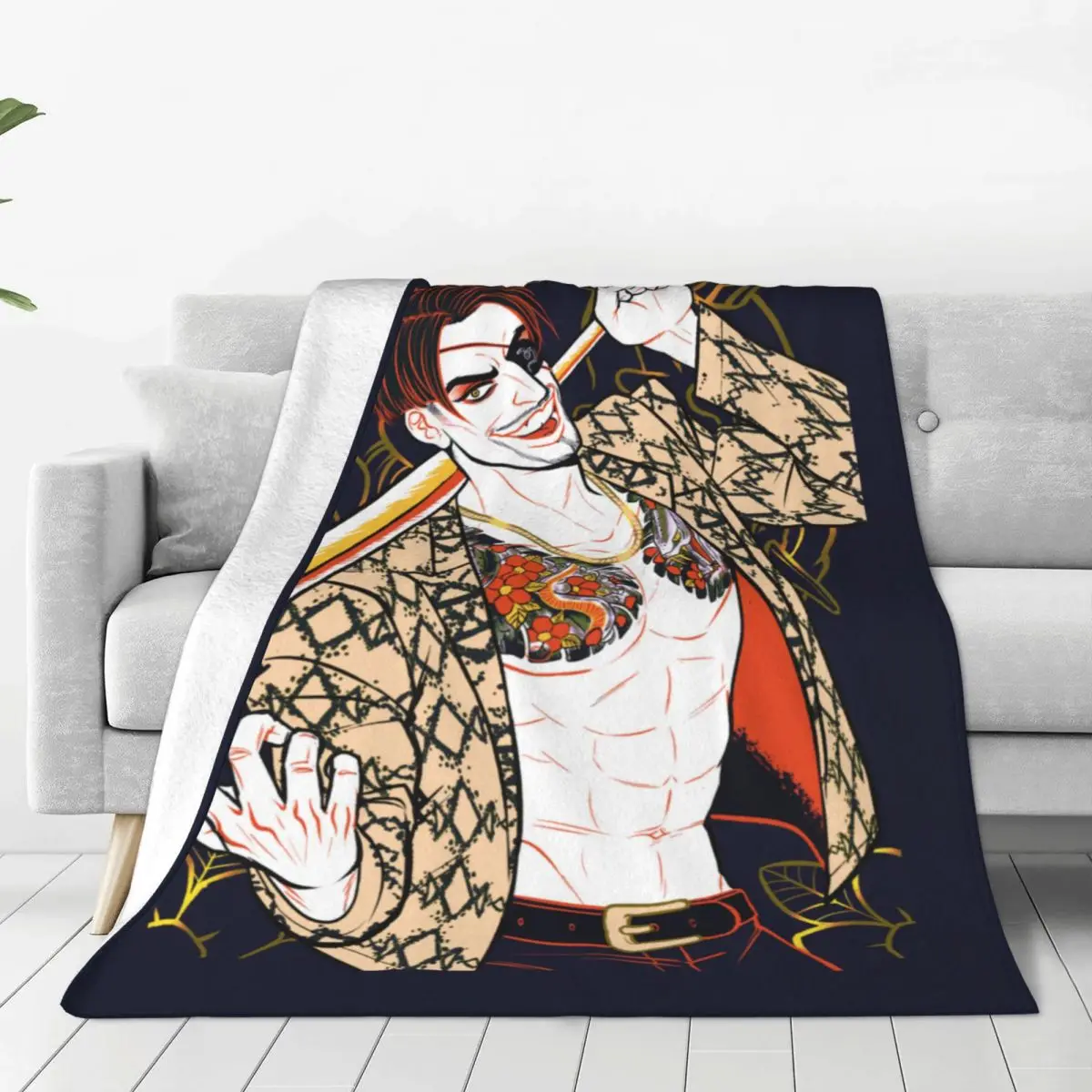 Mad Dog Of Shimano Blanket Velvet Yakuza Japan Dragon Gangster Videogame Lightweight Thin Throw Blankets for Home Couch Bed Rug