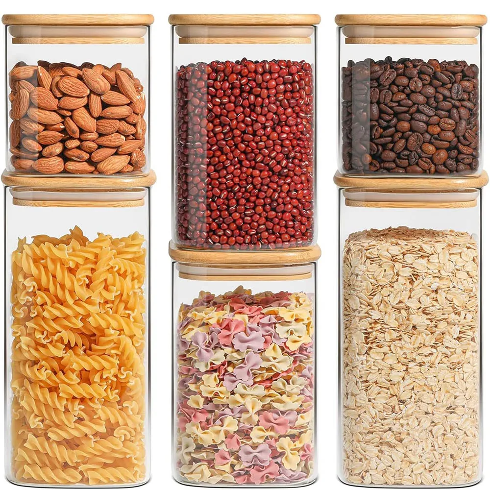 Luftdichter Vorratsbehälter aus Glas mit Deckel, Aufbewahrungsbehälter für Lebensmittel, Küche, Speisekammer, Vorratsglas für Mehl, Müsli, Zucker, Tee, Kaffee