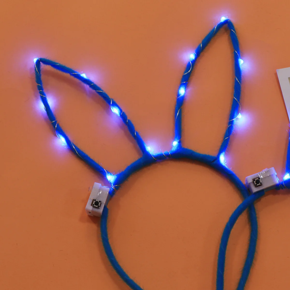 2pcs LED Rabbit Ear Hair Creative Lengthen Plush Hair for Festival Party Club (Black Hairband, Colorful Light Pattern, With Butt