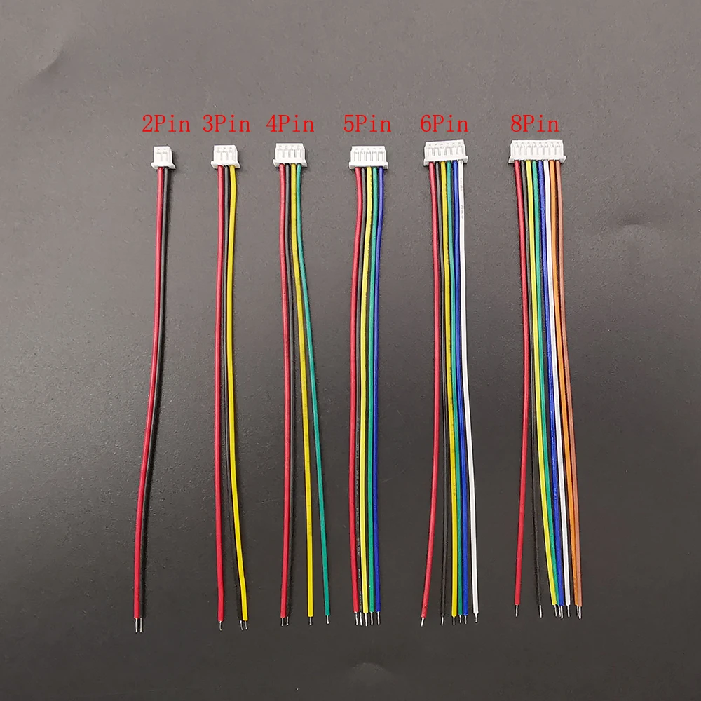 10 Stück Mini JST 1,25 mm Rastermaß MX1,25 2/3/4/5/6/8 Pins Single-Ended/gleiche Richtung Buchse auf Buchse Stecker Drähte Stecker 28AWG