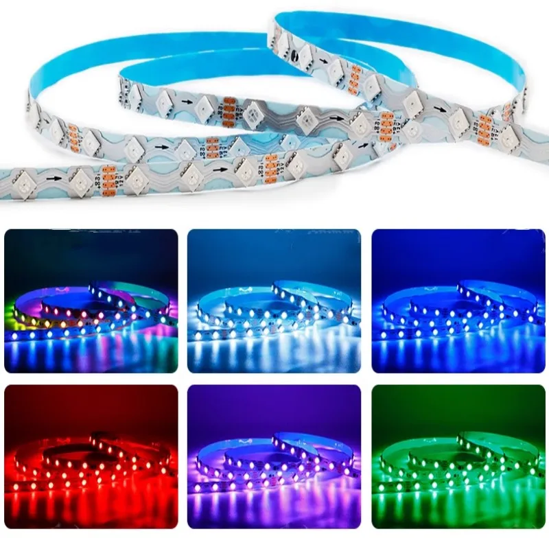 

1-5M DC12V WS2815 S Shape Pixel LED Strip Foldable 60led/M Addressable Full Color RGB 5050 ip30 WHITE PCB for Festival Decor