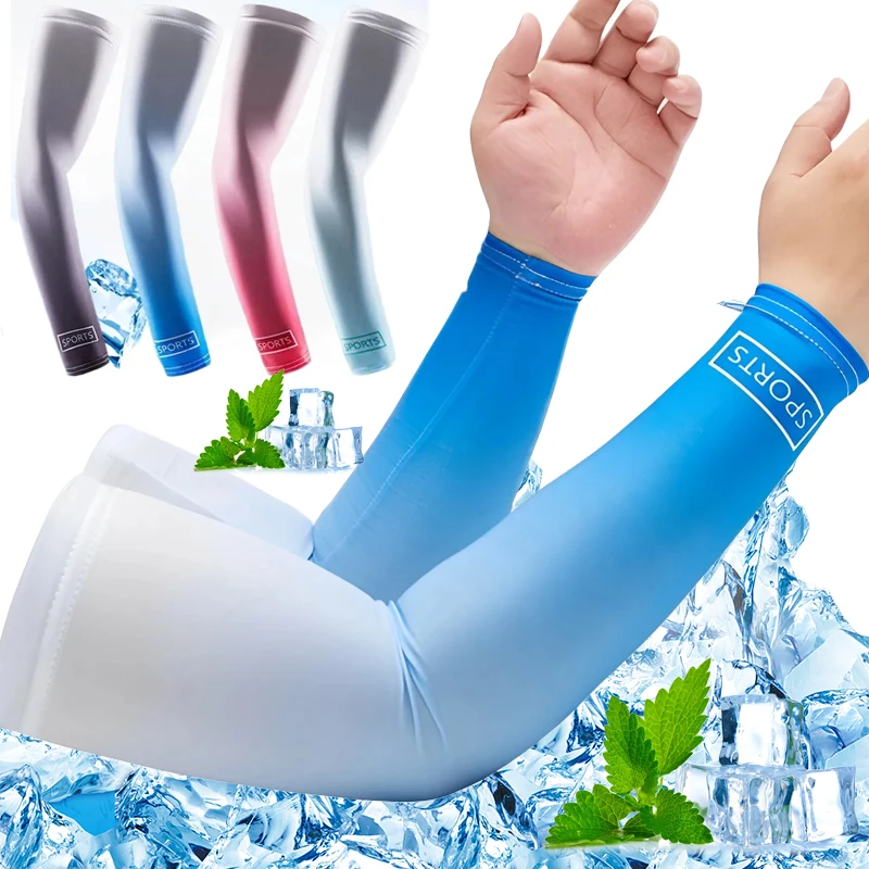 

1pair Gradient Ice Sleeves Arm Sleeves Warmers Sports Sleeve Sun UV Protection Hand Cover Cooling Warmer Running Fishing Cycling