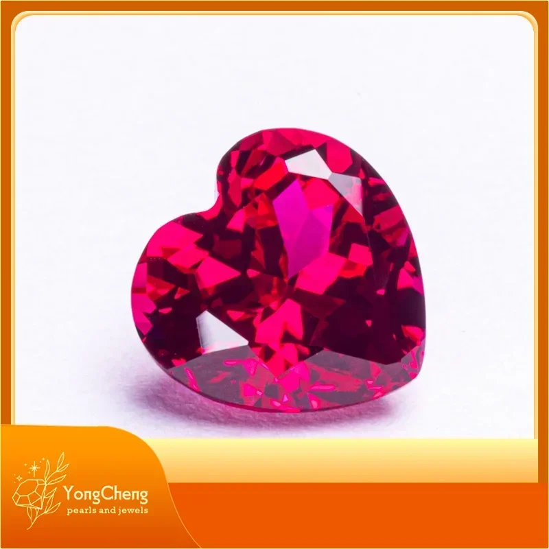 

Lab Grown Ruby Heart Shape Rubellite Color Extremely Shiny Quality DIY Charms Ring Necklace Earrings Materials AGL Certificate