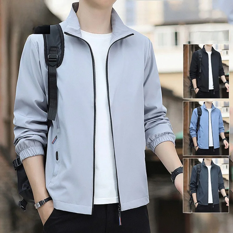 

Men's Casual Loose Fit Fce Lined Windproof Jaet Spring Autumn Faion Brand New Arrival Outerwear Polyester Fabric