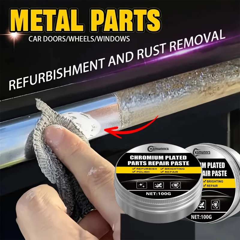 Universal Chrome Repair Paste Metal Oxidation Reduction Polishing Liquid for Car Door Handles Window Trims Bumper