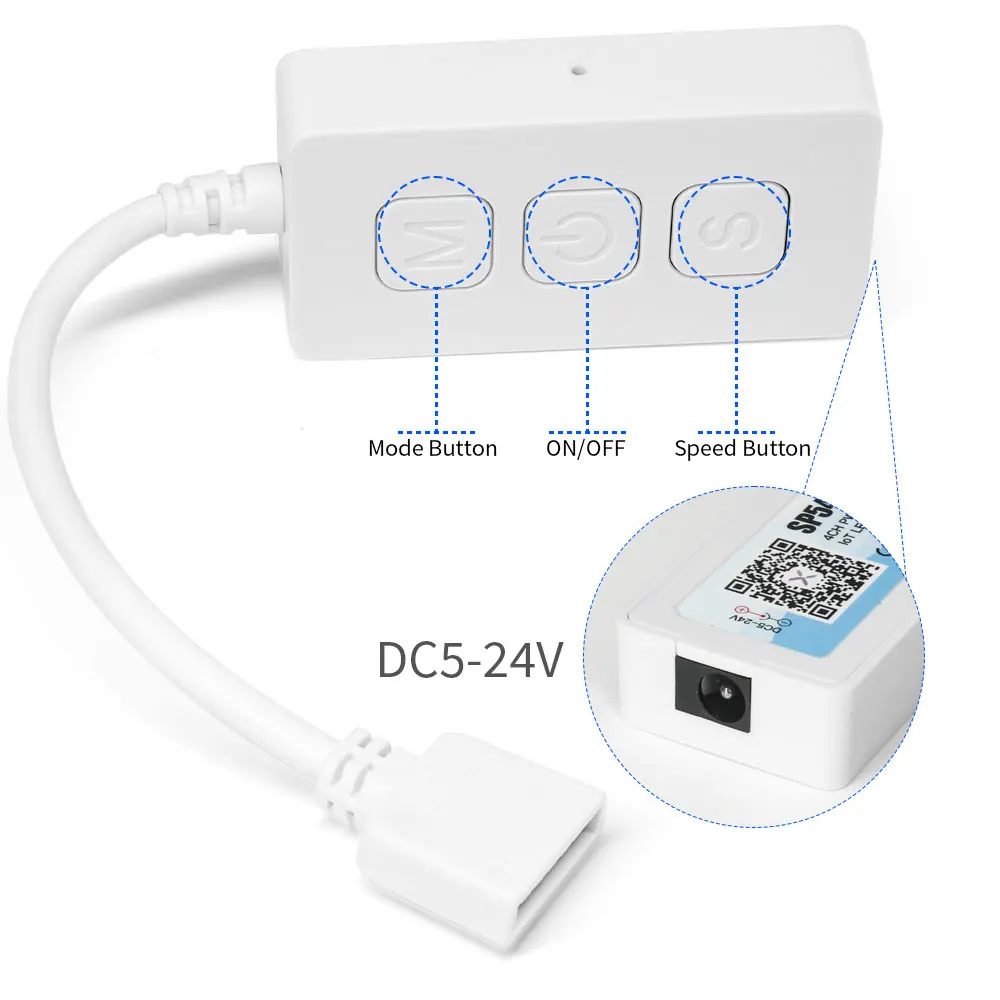 Imagem -02 - Controlador de Tira Led Wifi Bluetooth para Sk6812 Ws2814 5050 Rgb Rgbw Iluminação de Luz Led Alexa Google Casa 524v Ws2812b Ws2811