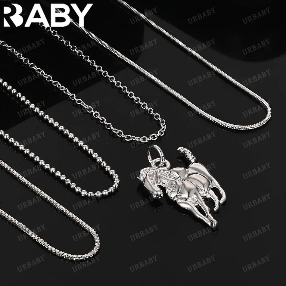 

URBABY 40-75cm 925 Sterling Silver Horse Pendant Necklace For Women Men Anniversary Gift Popular Wild Fashion Romantic Jewelry