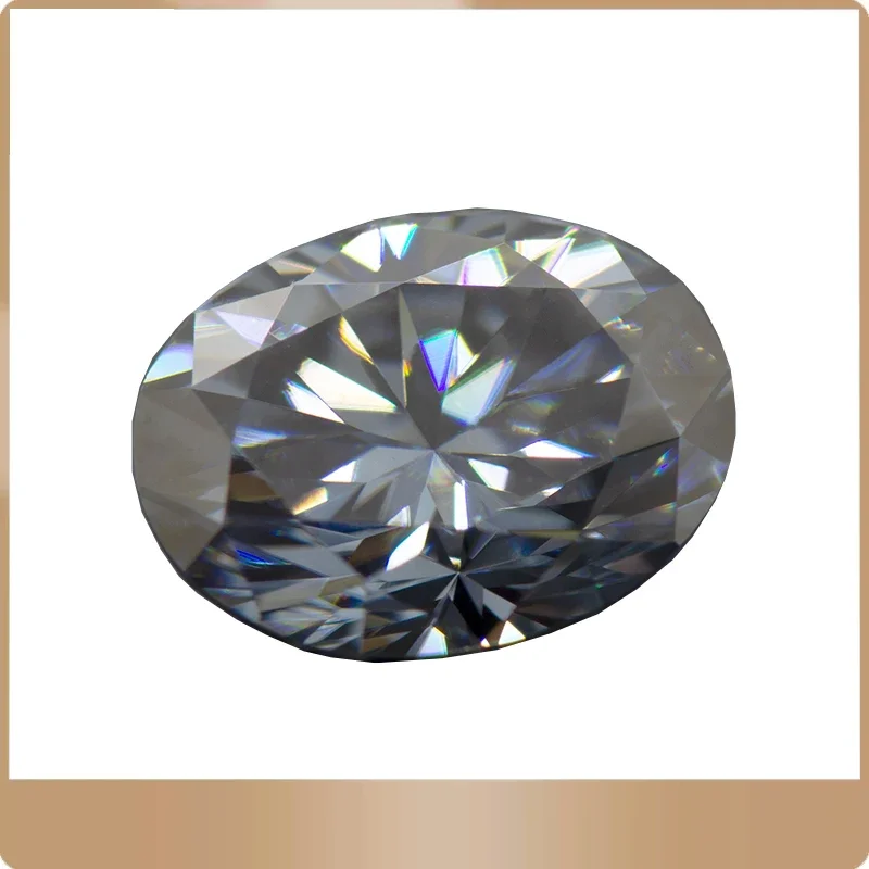 Moissanite Stone  Oval Cut Gray Color GRA Report Gemstone Synthetic Lab Created Heat Diamond DIY Jewelry Making Materials