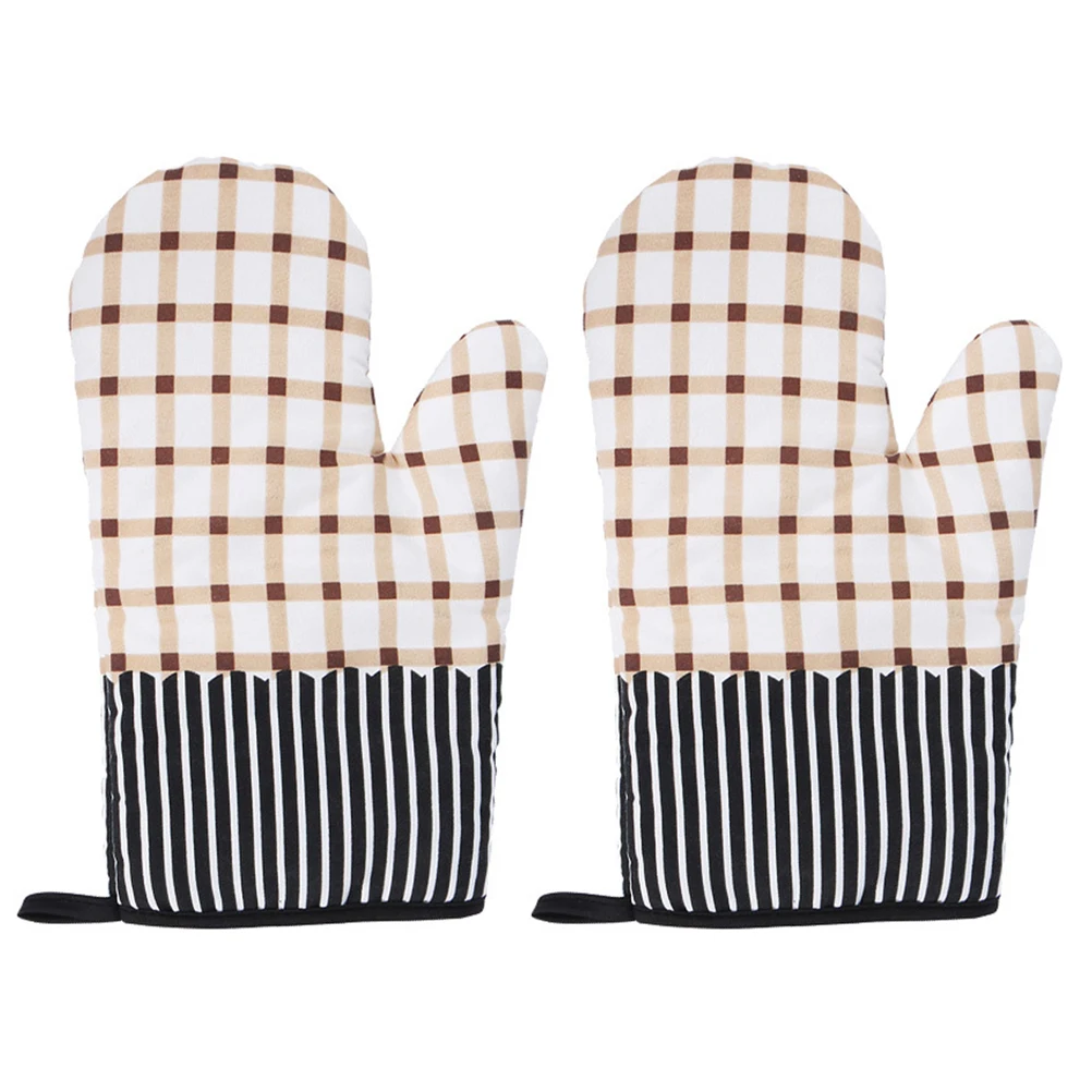 

2pcs Cotton Gloves Heat Resistant Kitchen Mitts Microwave Safe Cooking Baking BBQ Pot Holder Gift Oven Gloves Idea