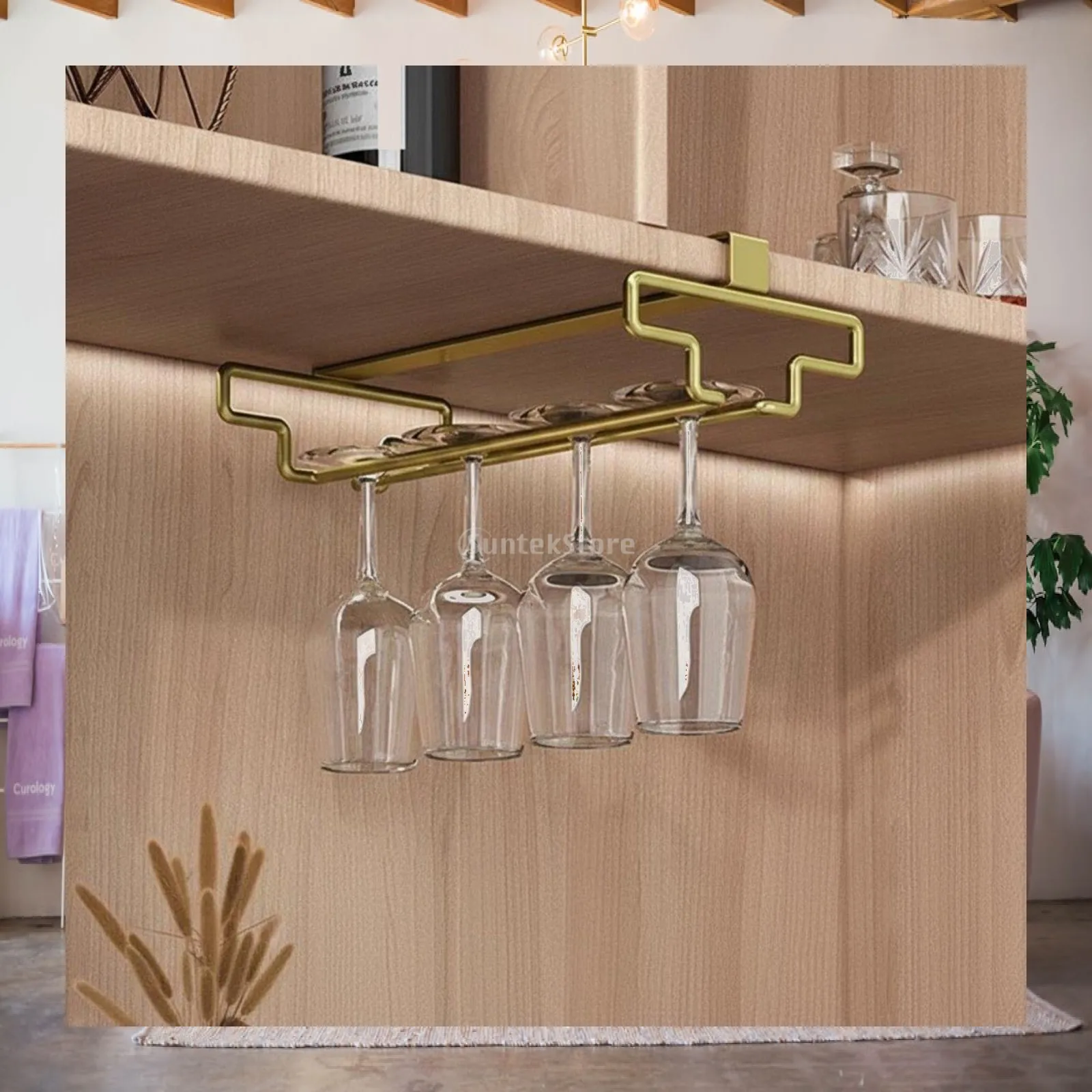 Cabinet Hanging Basket Iron Hanging Organizer No Install Under Shelf Rack for Kitchen Office Small Spaces