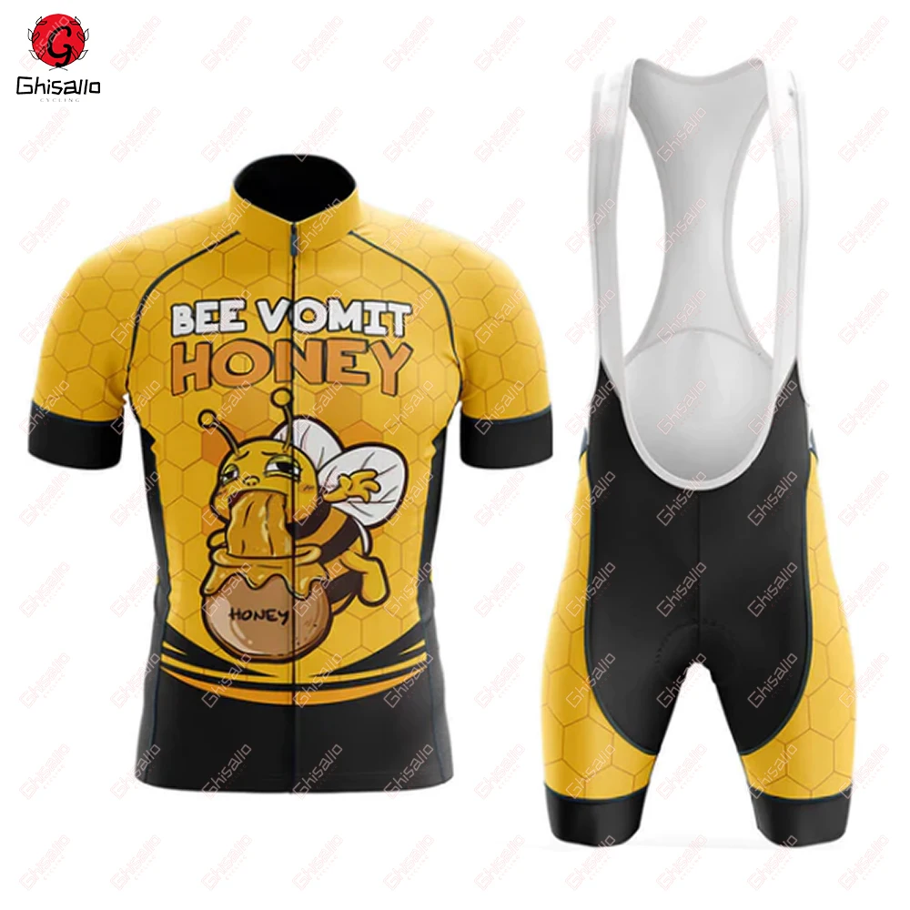 Bee Venom-Cycling Jersey Set for Men, Retro Bicycle Suit, Bike Sleeve, Bib Shorts, Por Team Clothes, Summer, New