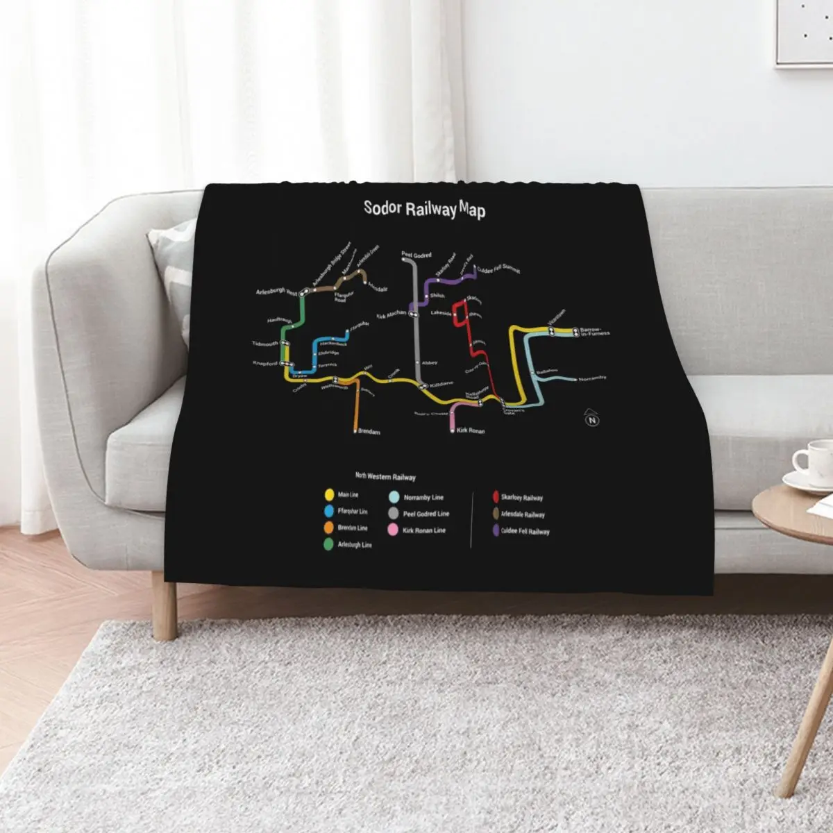 Sodor Railway Map - TTC Style, Dark Throw Blanket christmas decoration Hairy Single Decoratives Fashion Sofas Blankets